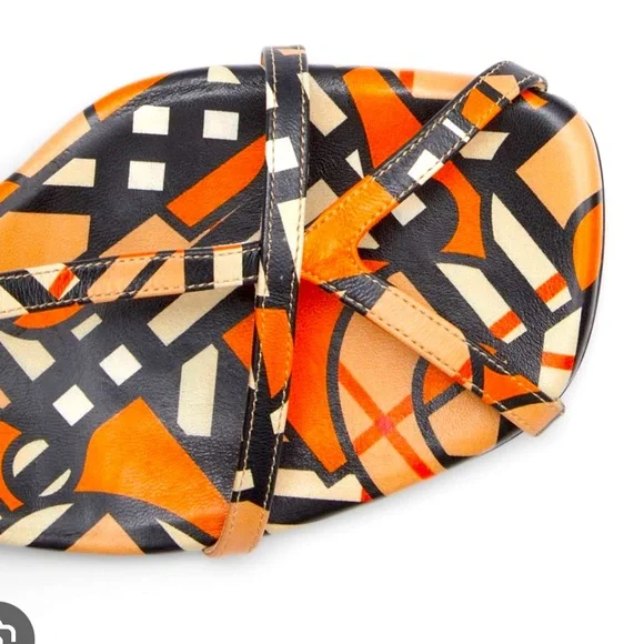 Burberry Black / Orange Lucy Kitten Heel Strappy Sandals - Picture 9 of 11